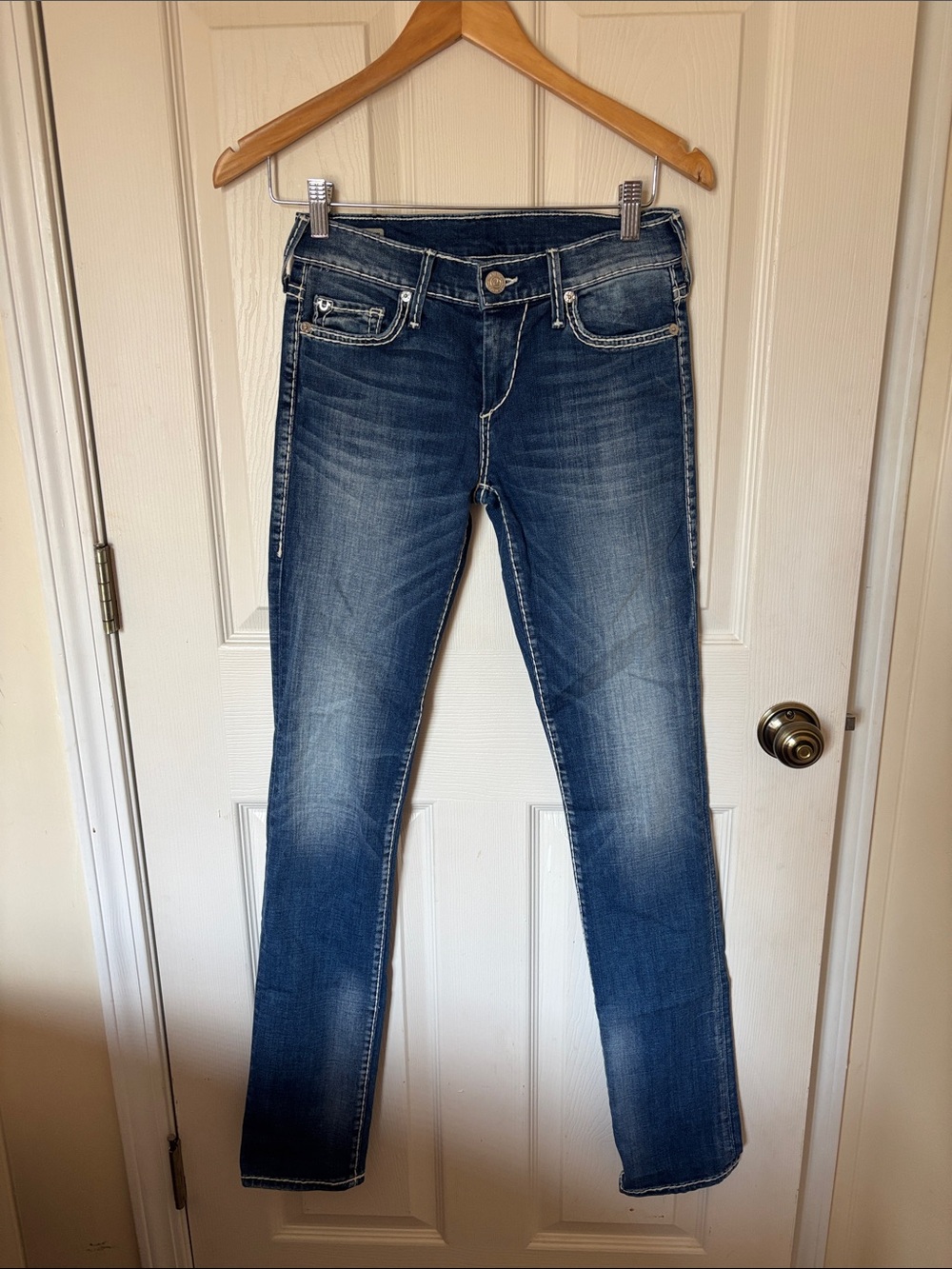 True Religion Jeans Mid- Rise Straight Dark Blue Wash